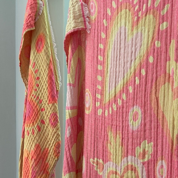 Heart Patterned Blanket Towel Wrap Organic Cotton Loom Weave NEW (Listing for 1) - Picture 3 of 6